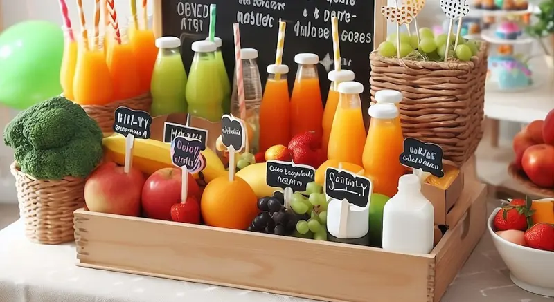 A delection of fruit & veg based drinks.